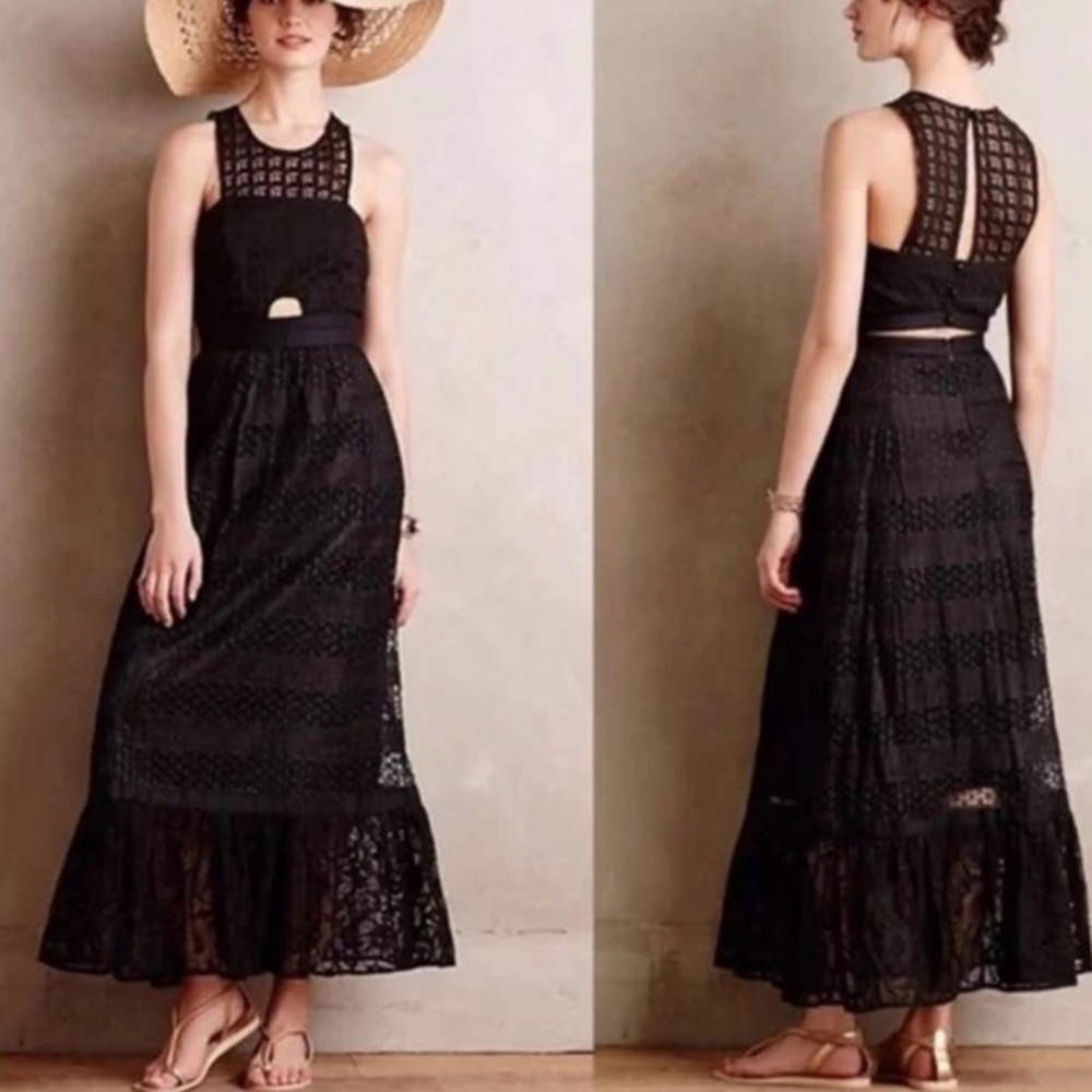 NWOT Tracy Reese Selona Elegant black lace maxi dress 🖤 8P